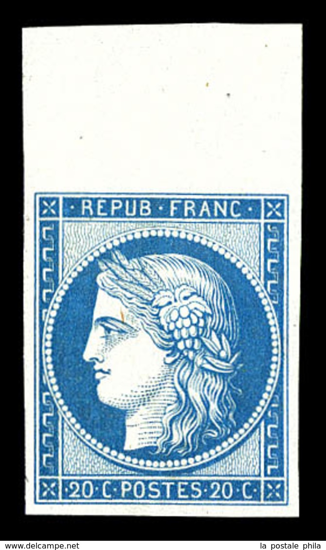 * N°8f, Non émis, 20c Bleu Impression De 1862 Bdf, Fraîcheur Postale, TTB (certificat)  Qualité: *  Cote: 800 Euros - 1849-1850 Ceres