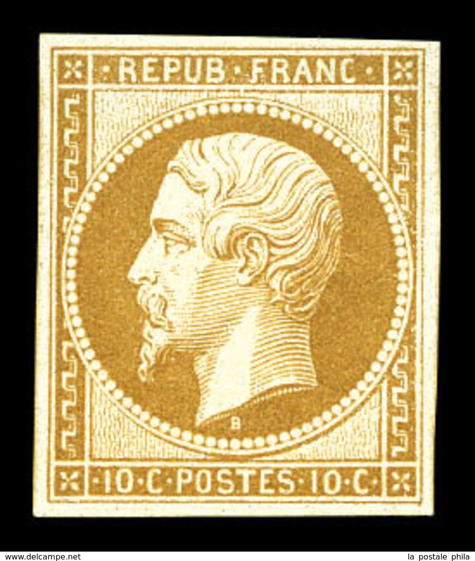 ** N°9c, 10c Bistre, Impression De 1862, Fraîcheur Postale, SUP (certificat)  Qualité: ** - 1852 Luigi-Napoleone