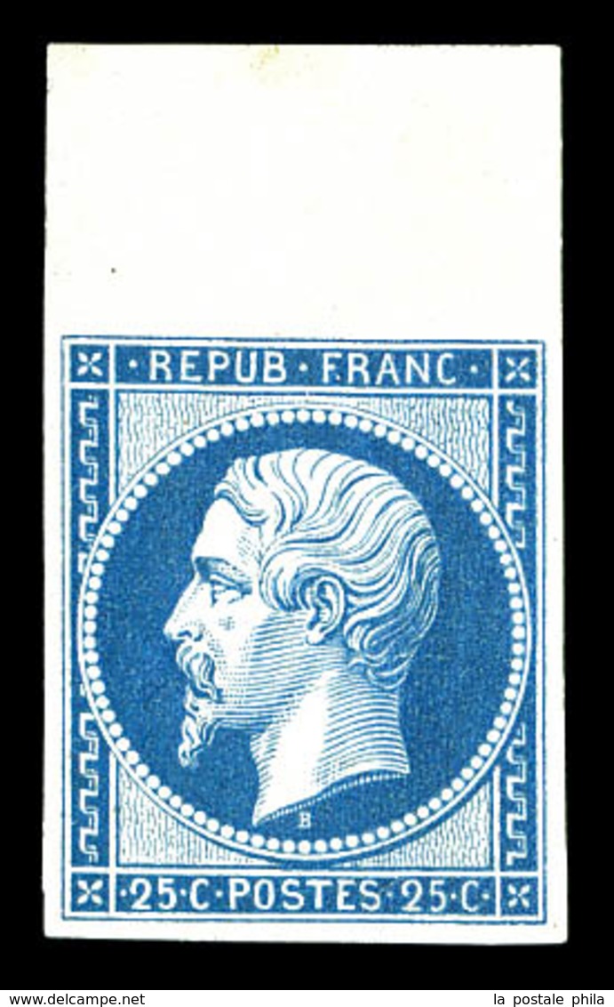 ** N°10c, 25c Bleu, Impression De 1862 Bdf, FRAÎCHEUR POSTALE, SUP (certificat)  Qualité: ** - 1852 Louis-Napoleon