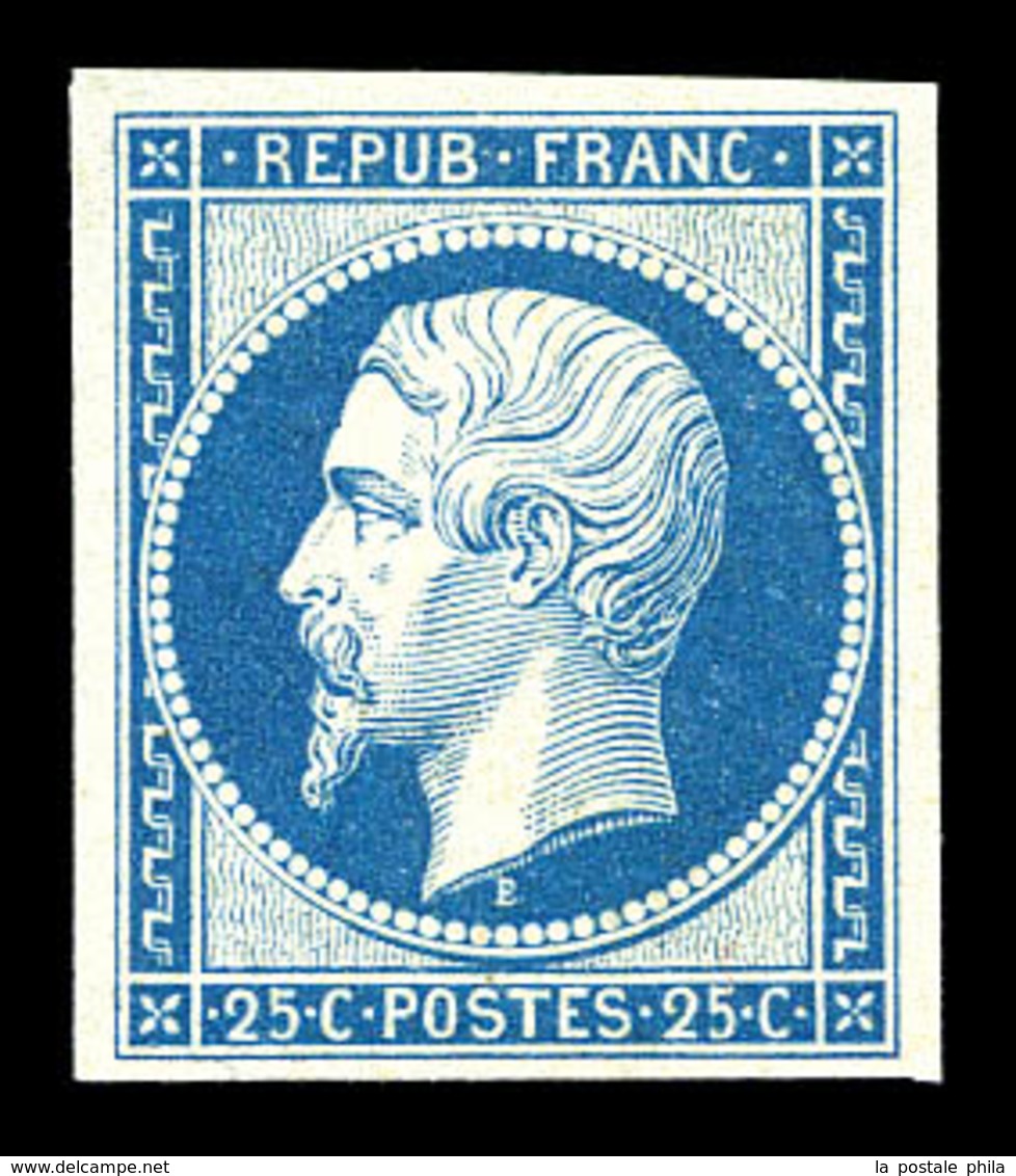 ** N°10c, 25c Bleu, Impression De 1862, FRAÎCHEUR POSTALE, SUP (certificat)  Qualité: ** - 1852 Luigi-Napoleone