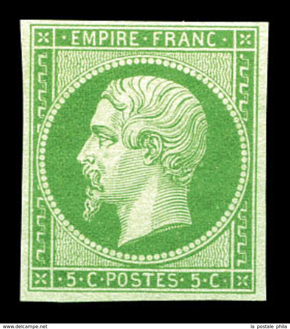 ** N°12, 5c Vert, FRAÎCHEUR POSTALE, SUPERBE (certificat)  Qualité: ** - 1853-1860 Napoléon III.