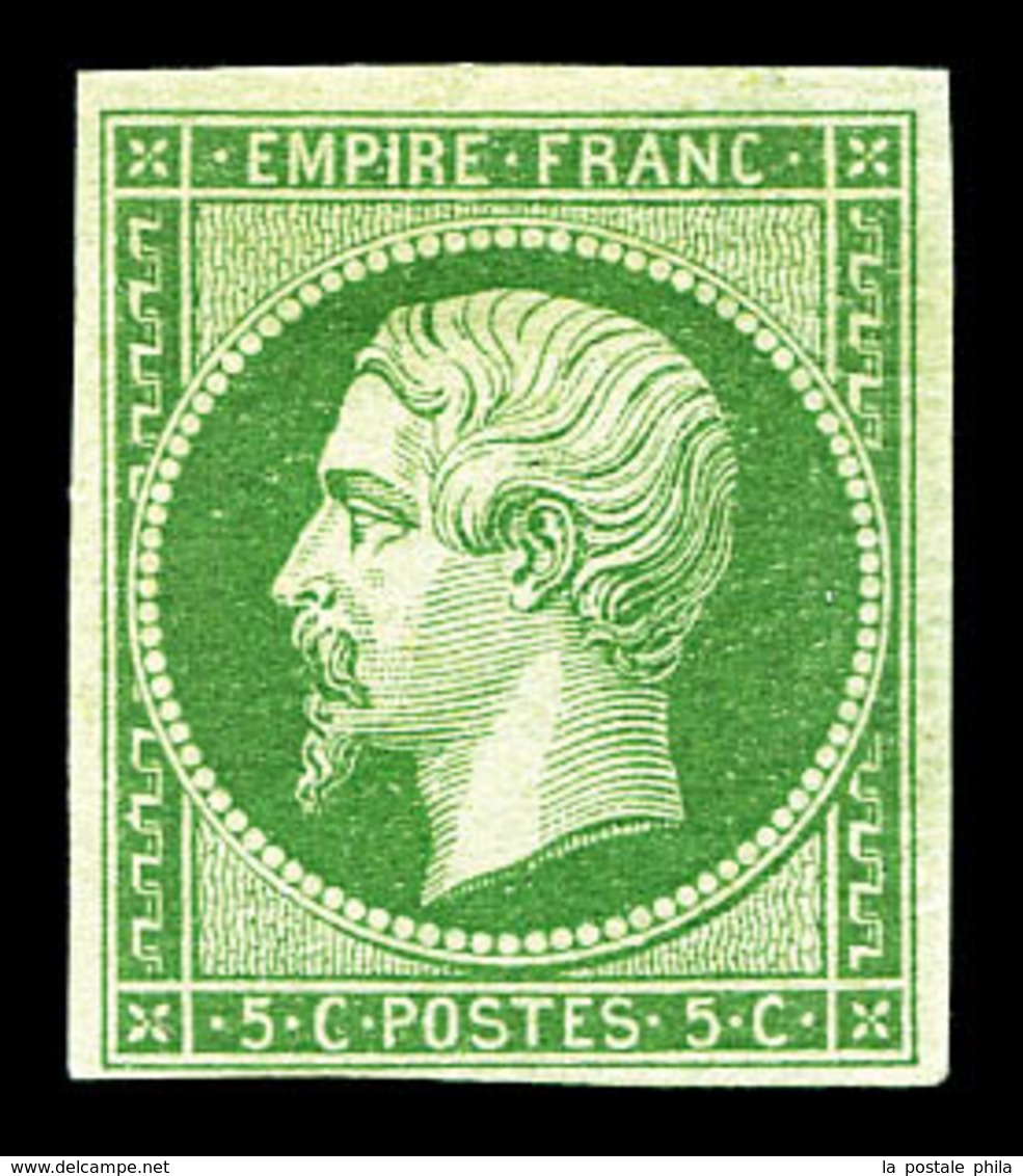 * N°12b, 5c Vert-foncé, Frais. TTB (signé Calves/certificat)  Qualité: *  Cote: 2000 Euros - 1853-1860 Napoléon III.