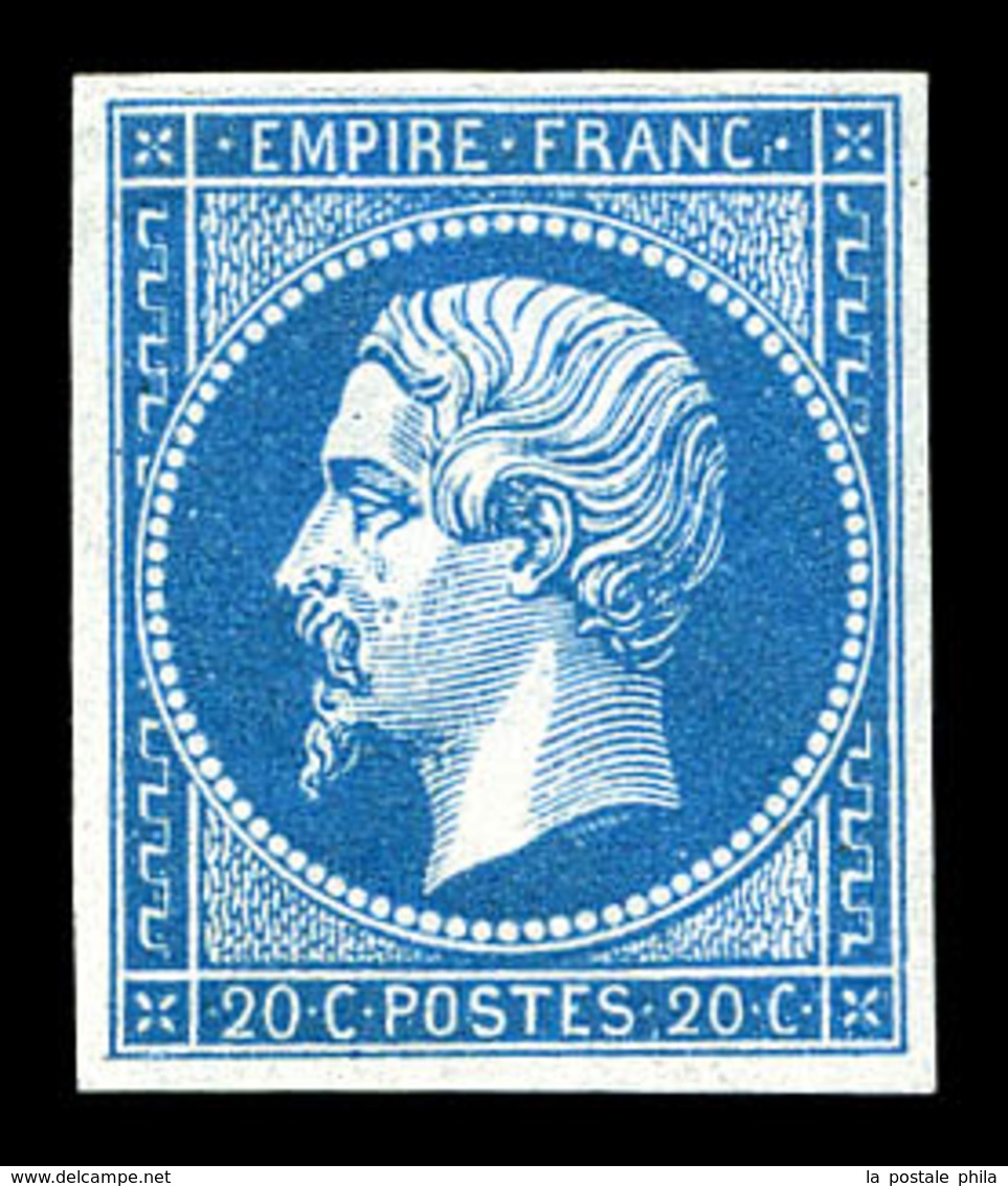 ** N°14A, 20c Bleu Type I, Fraîcheur Postale. SUP (signé Brun/certificat)  Qualité: ** - 1853-1860 Napoléon III