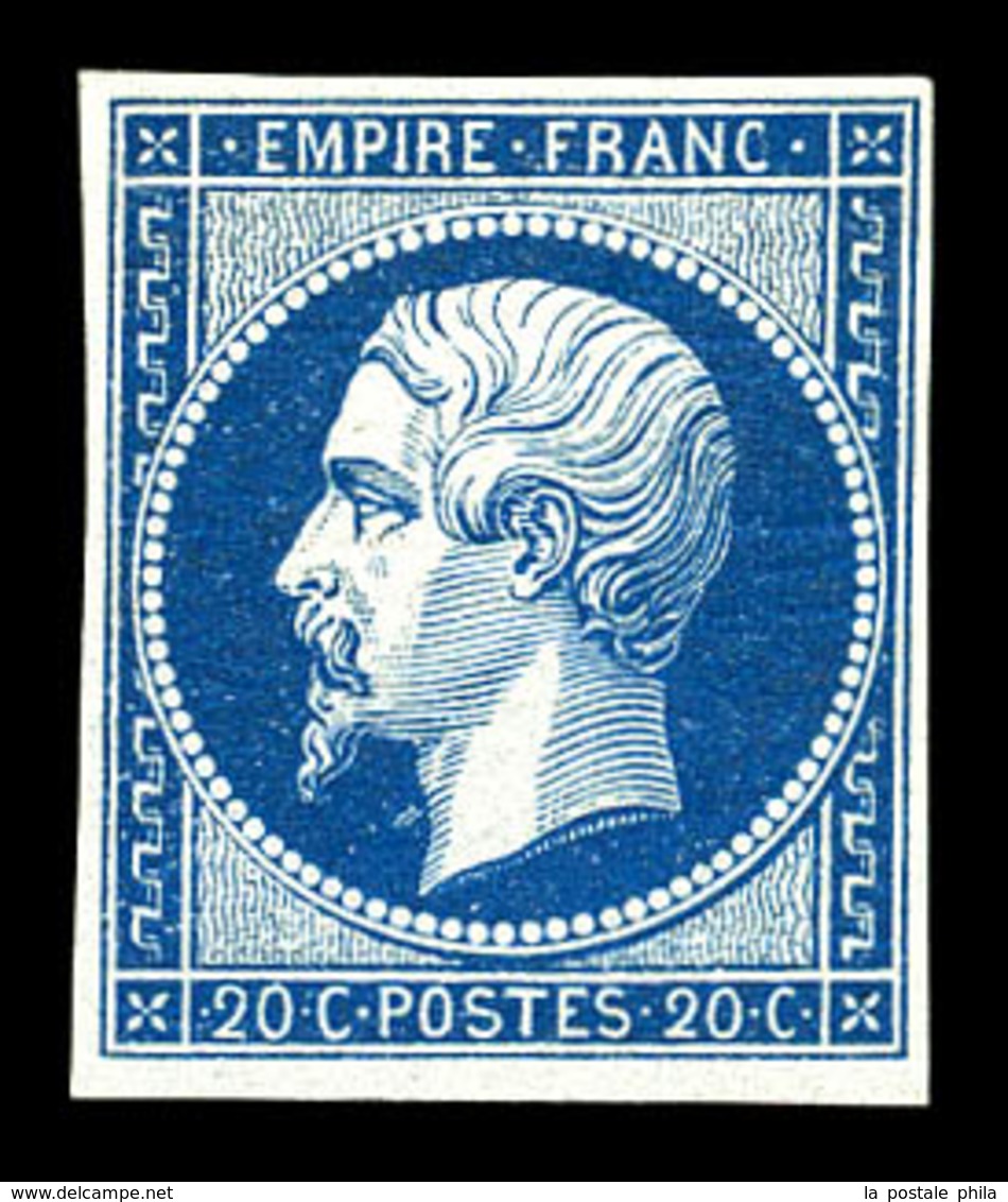 ** N°14Aa, 20c Bleu-foncé Type I, Très Belle Nuance Vive. SUP (signé Calves/certificat)  Qualité: ** - 1853-1860 Napoléon III.