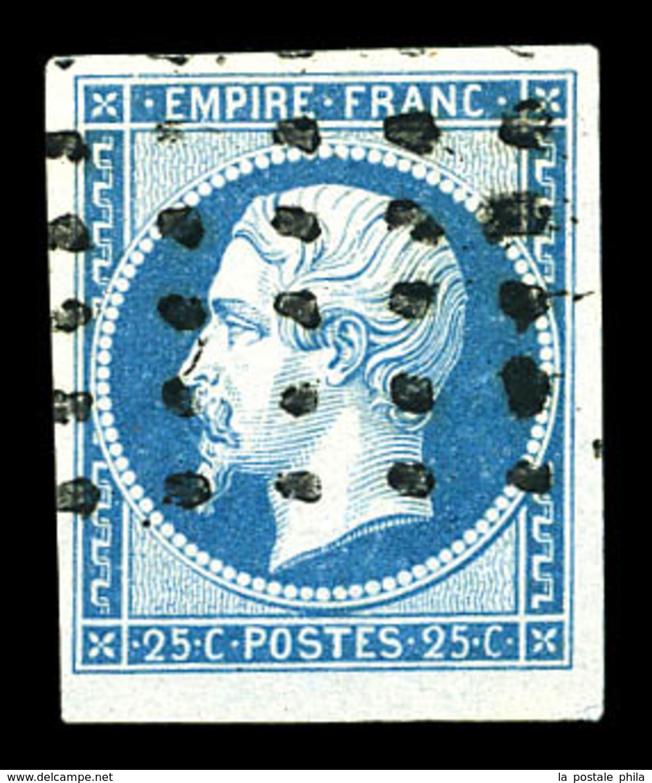 O N°15, 25c Bleu Obl Gros Points, Belles Marges. TB (certificat)  Qualité: O  Cote: 300 Euros - 1853-1860 Napoleon III
