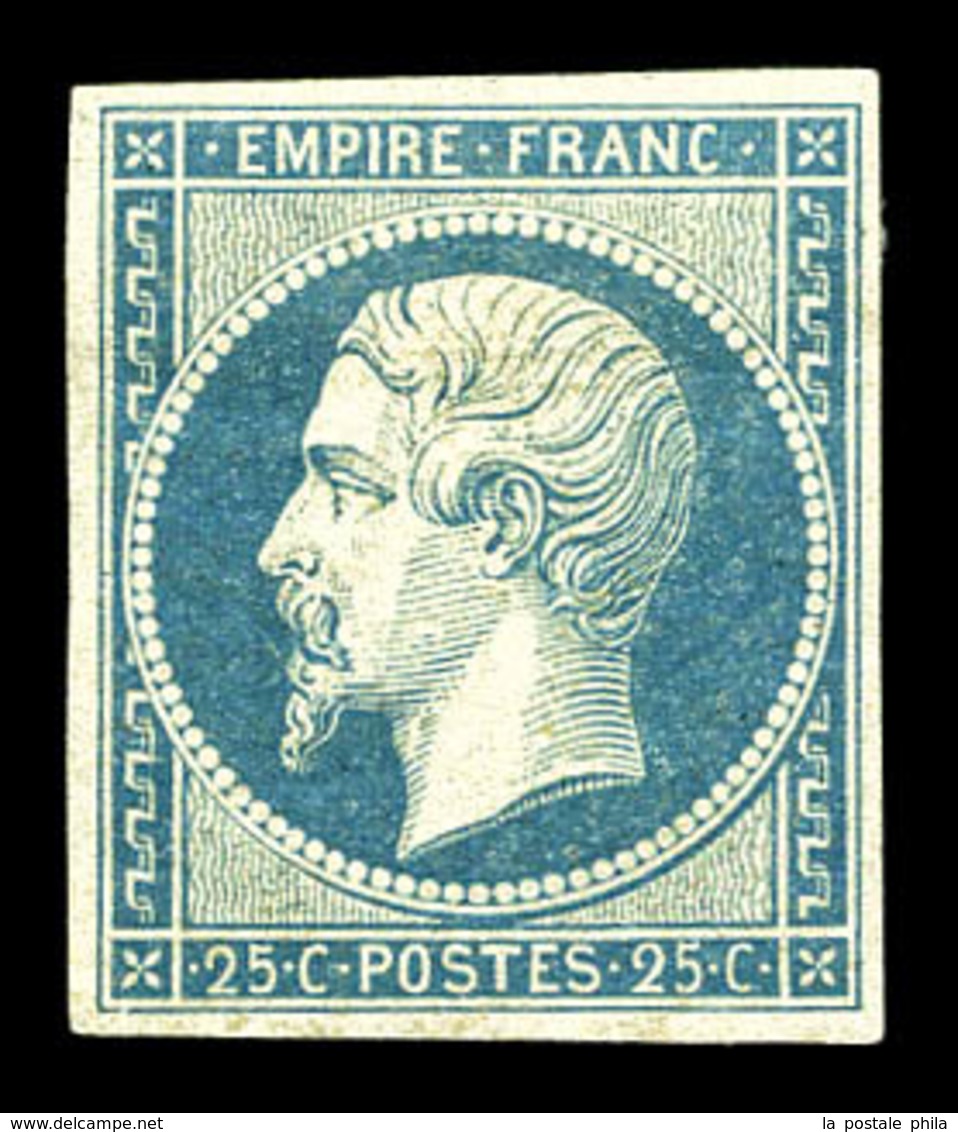 * N°15a, 25c Bleu Laiteux, Pelurage Mais Belle Présentation. TB (signé Scheller/Certificat)  Qualité: *  Cote: 3600 Euro - 1853-1860 Napoléon III