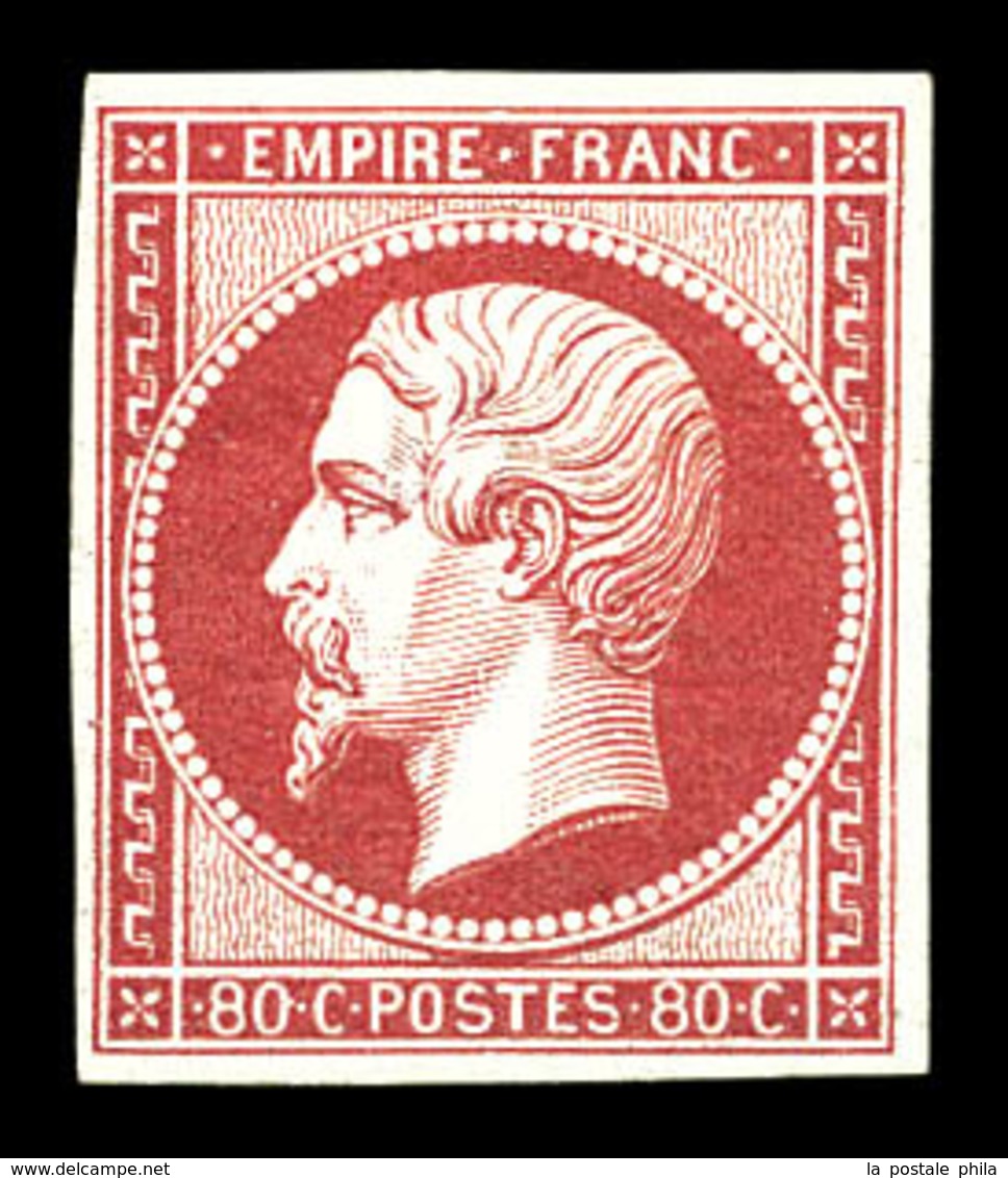 * N°17B, 80c Rose, Très Frais. SUP. R. (signé Calves/Margues/certificat)  Qualité: *  Cote: 3800 Euros - 1853-1860 Napoléon III