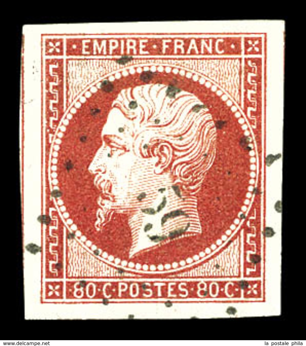 O N°17B, 80c Rose, Grandes Marges, Pièce Choisie. SUP (certificat)  Qualité: O - 1853-1860 Napoleone III