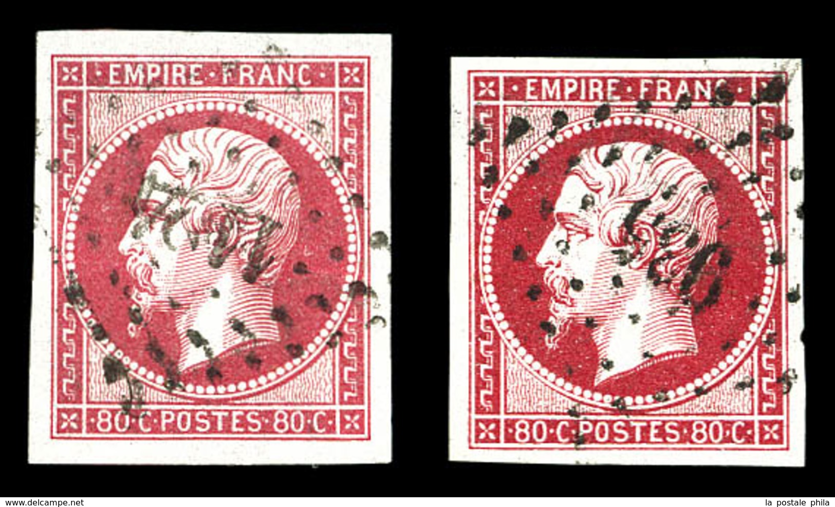 O N°17B, 80c Empire: 2 Exemplaires Avec Nuances Différentes. TTB  Qualité: O - 1853-1860 Napoléon III