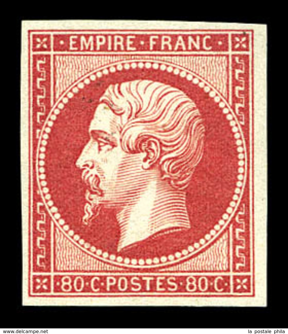 ** N°17Ba, 80c Rose Vif, Fraîcheur Postale. SUPERBE. R.R. (certificat)  Qualité: ** - 1853-1860 Napoléon III.