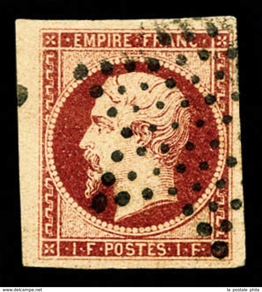 O N°18, 1F Carmin Obl étoile, Bord De Feuille. SUPERBE (signé Calves/certificat)  Qualité: O - 1853-1860 Napoleone III