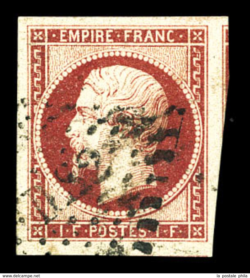 O N°18, 1F Carmin, Deux Voisins, Pièce Choisie. SUP (signé Margues/certificat)  Qualité: O  Cote: 3400 Euros - 1853-1860 Napoléon III.