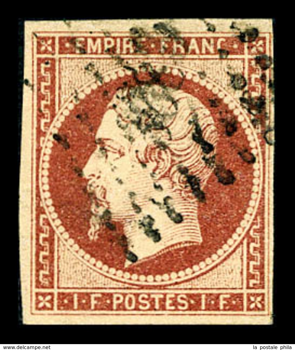 O N°18, 1F Carmin, TTB (signé Brun/certificats)   Qualité: O  Cote: 3400 Euros - 1853-1860 Napoléon III.