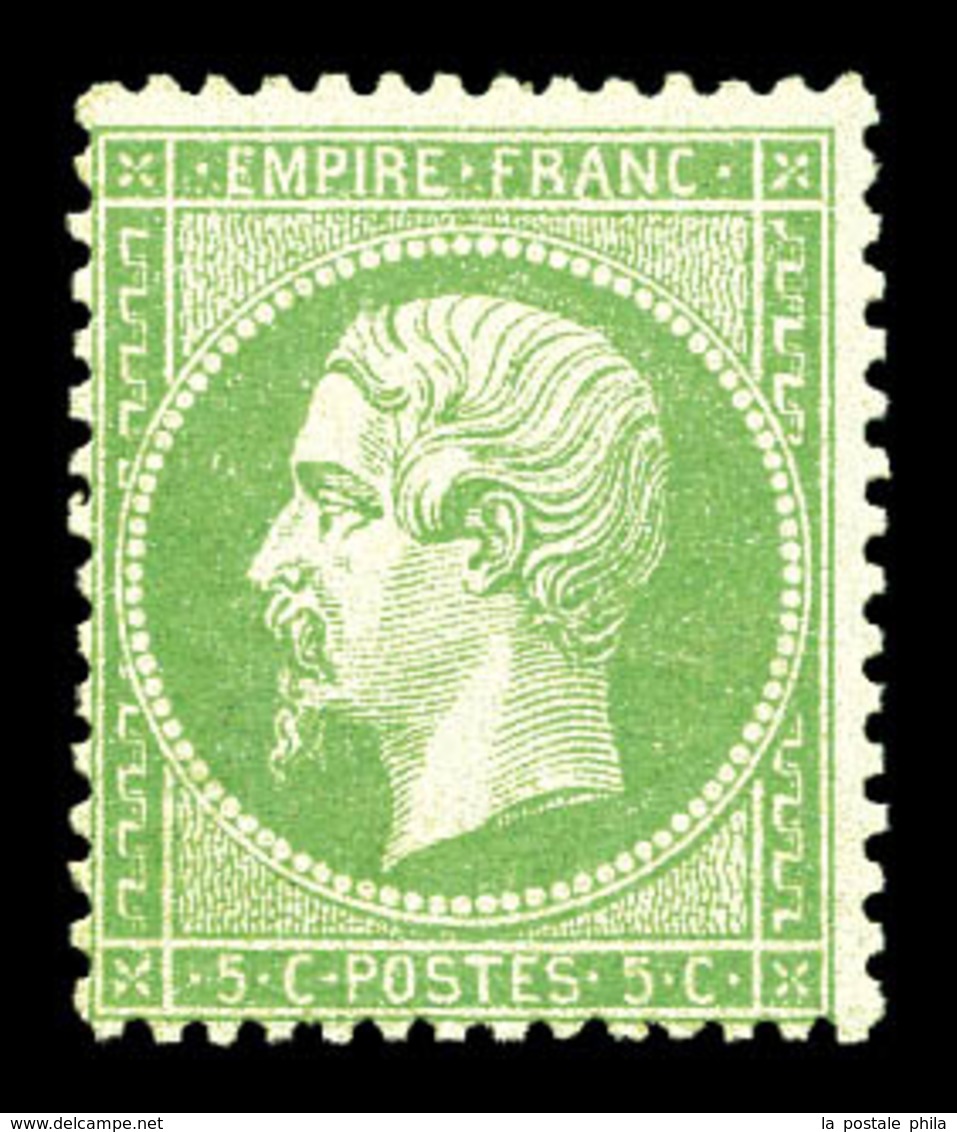 ** N°20, 5c Vert, Fraîcheur Postale. SUP (certificat)  Qualité: ** - 1862 Napoléon III.