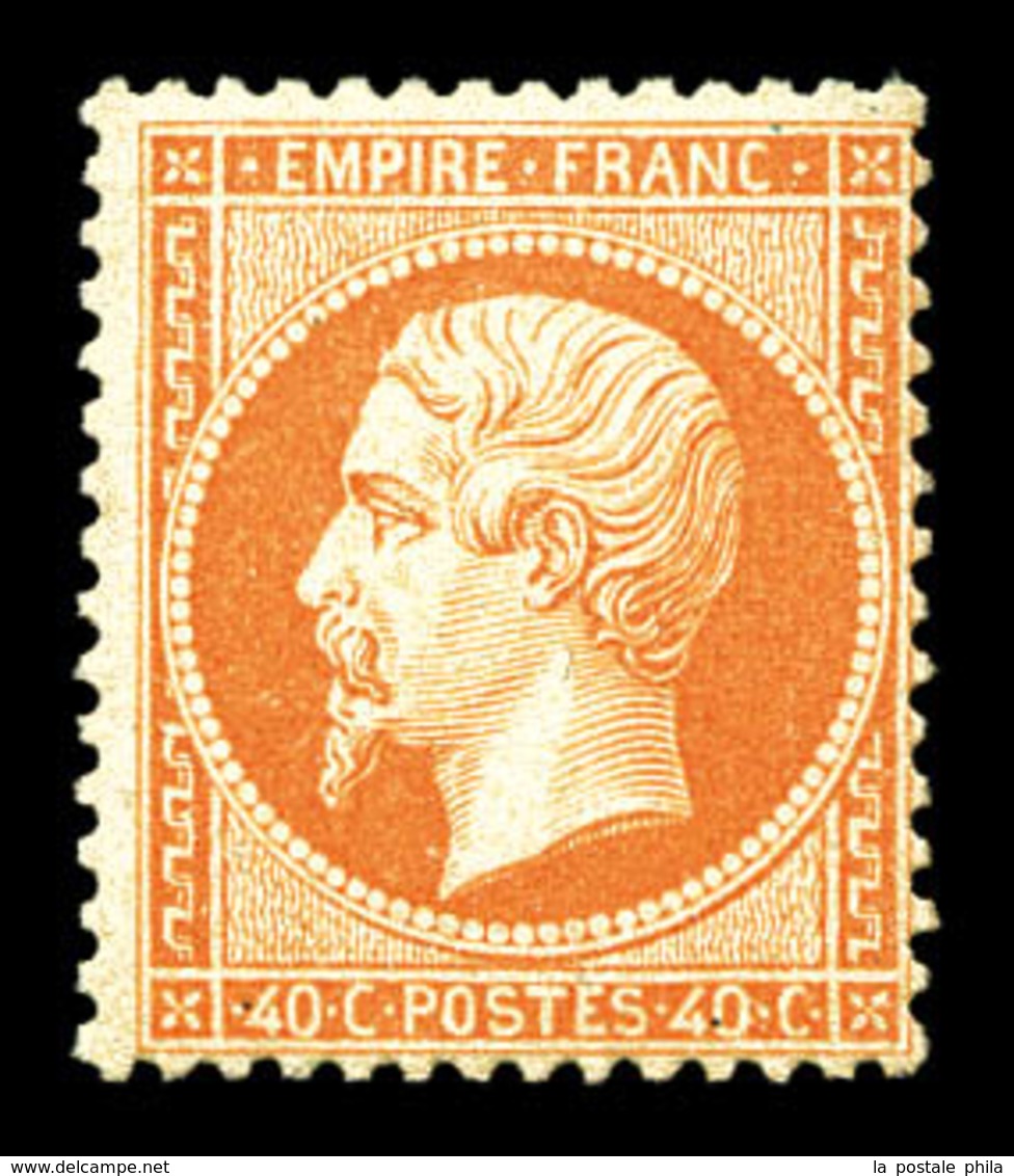 ** N°23, 40c Orange, Fraîcheur Postale. SUPERBE (certificat)  Qualité: ** - 1862 Napoleone III