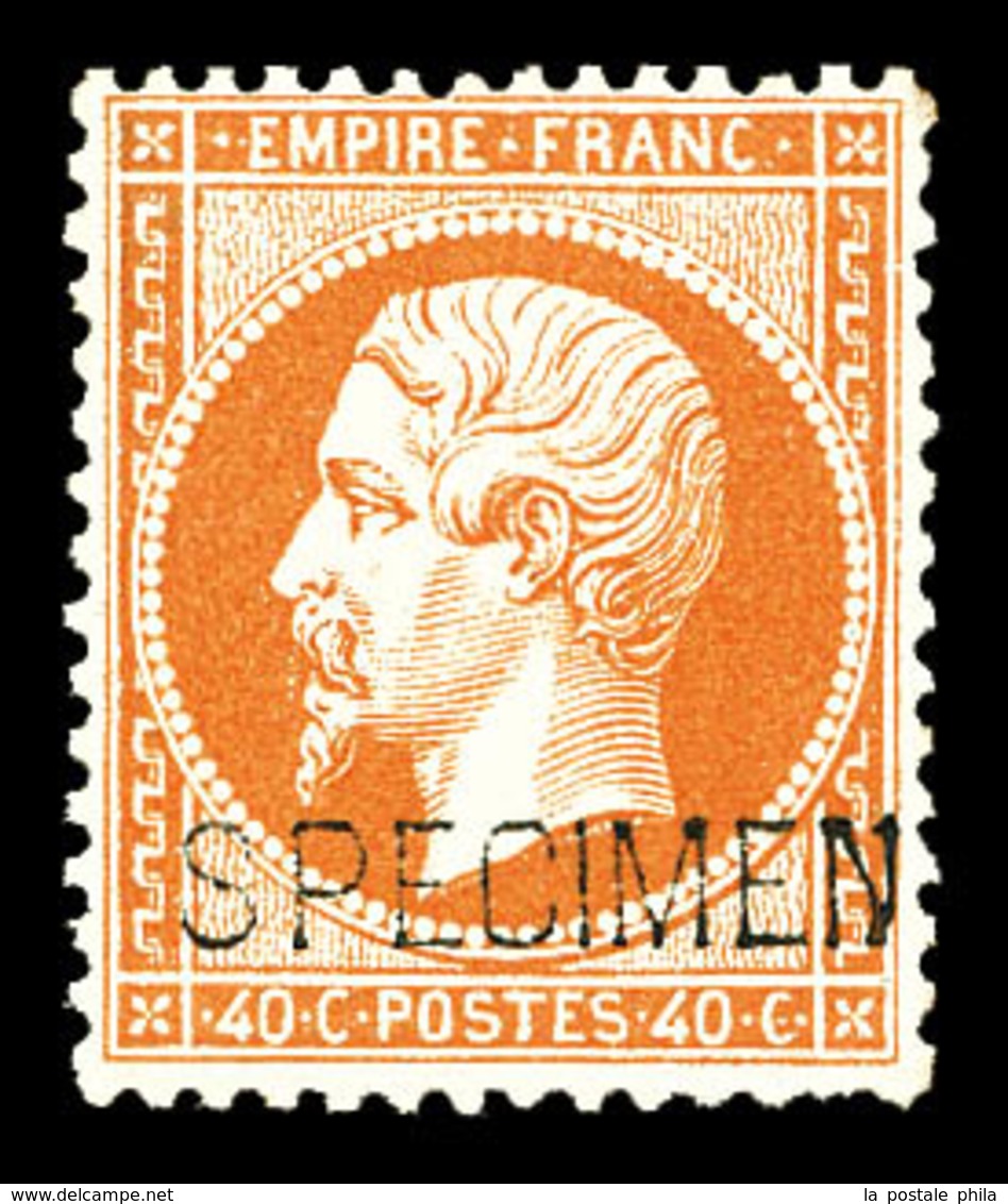 * N°23d, 40c Orange Surchargé 'SPECIMEN', Frais. TTB (certificat)  Qualité: *  Cote: 1300 Euros - 1862 Napoleon III