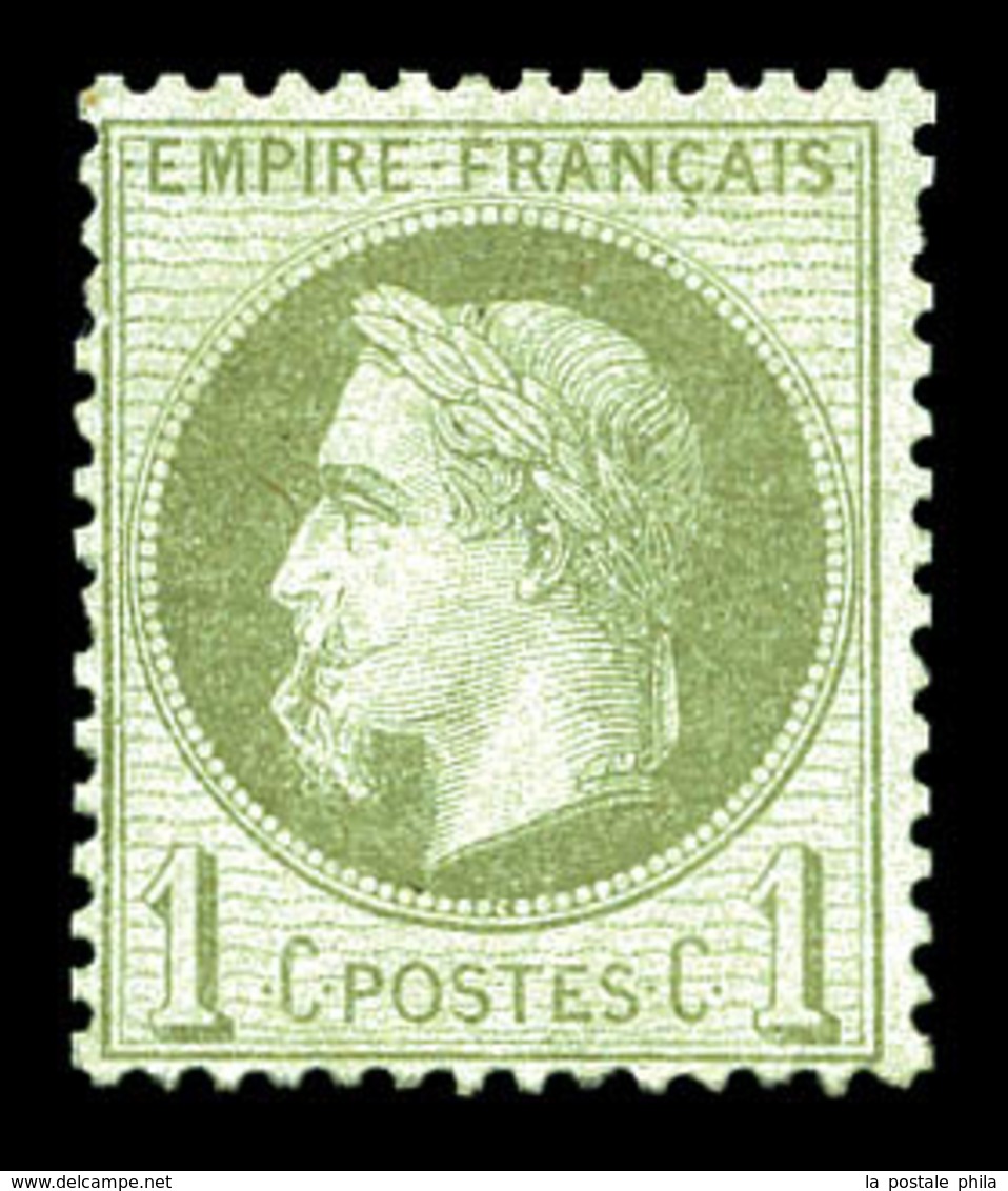 * N°25b, 1c Vert Bronze, Variété 'A LA CIGARETTE', Frais. SUPERBE. R.R. (signé Brun/Calves/certificat)  Qualité: *  Cote - 1863-1870 Napoléon III. Laure