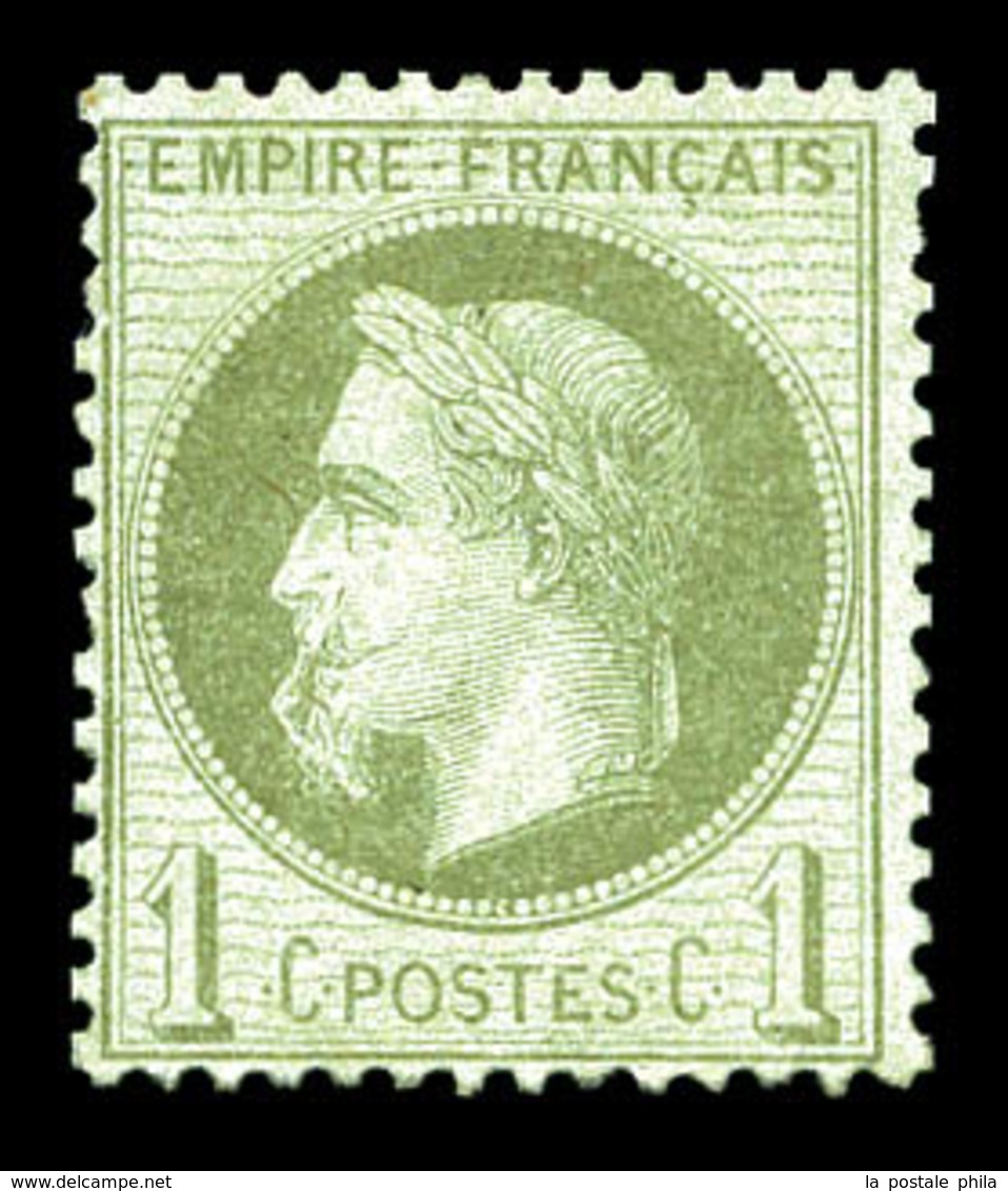 * N°25b, 1c Vert Bronze, Variété 'A LA CIGARETTE', Frais. SUPERBE. R.R. (signé Brun/Calves/certificat)  Qualité: *  Cote - 1863-1870 Napoleon III Gelauwerd