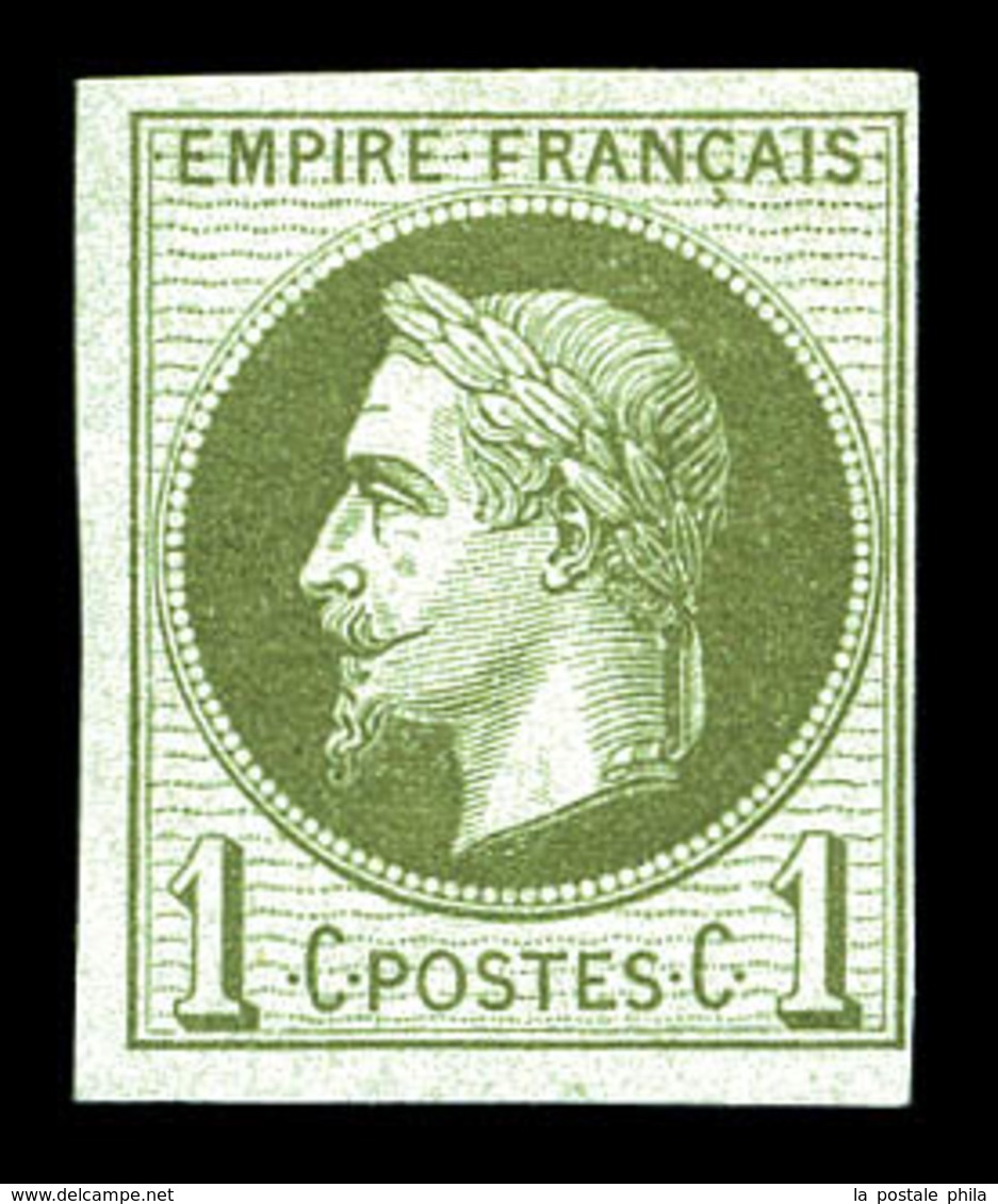 ** N°25c, Rothschild, 1c Olive Impression Fine Non Dentelé , Fraîcheur Postale. SUP (signé Brun/certificat)  Qualité: ** - 1863-1870 Napoléon III. Laure