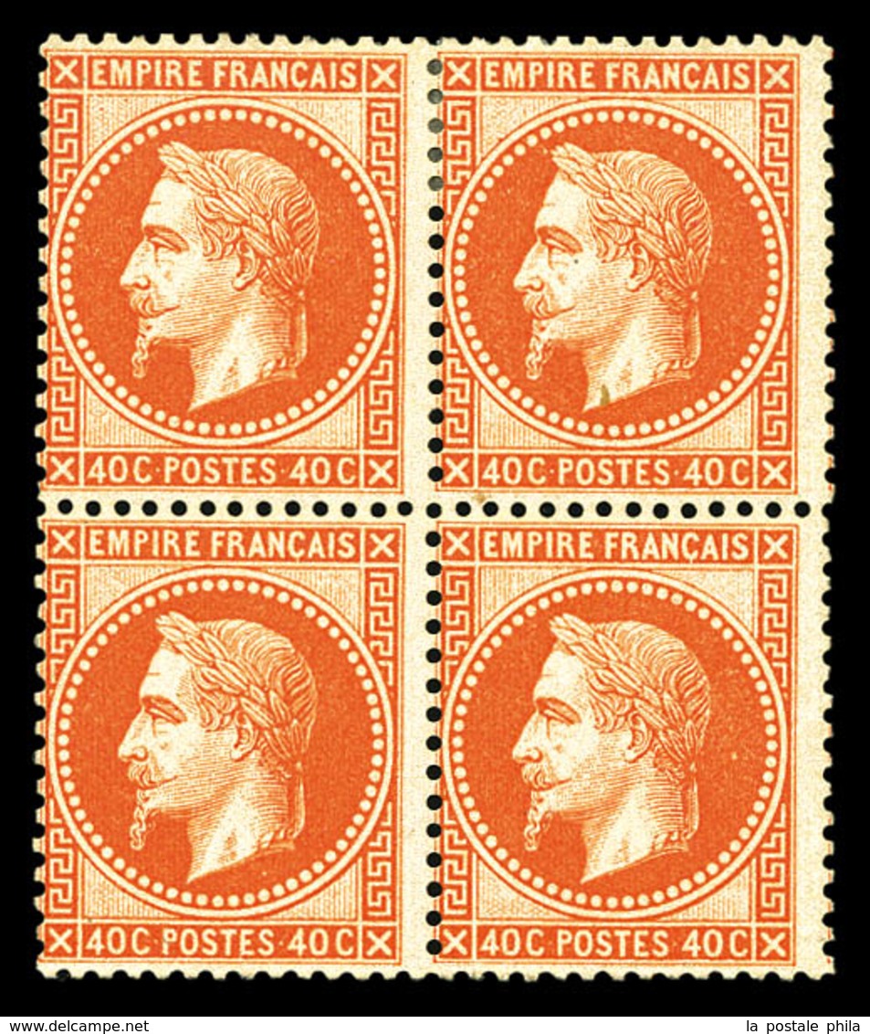 ** N°31b, 30c Orange-vif, Nuance Exceptionnelle, Bloc De Quatre (2ex*), Fraîcheur Postale. SUPERBE. R.R. (signé/certific - 1863-1870 Napoléon III Lauré