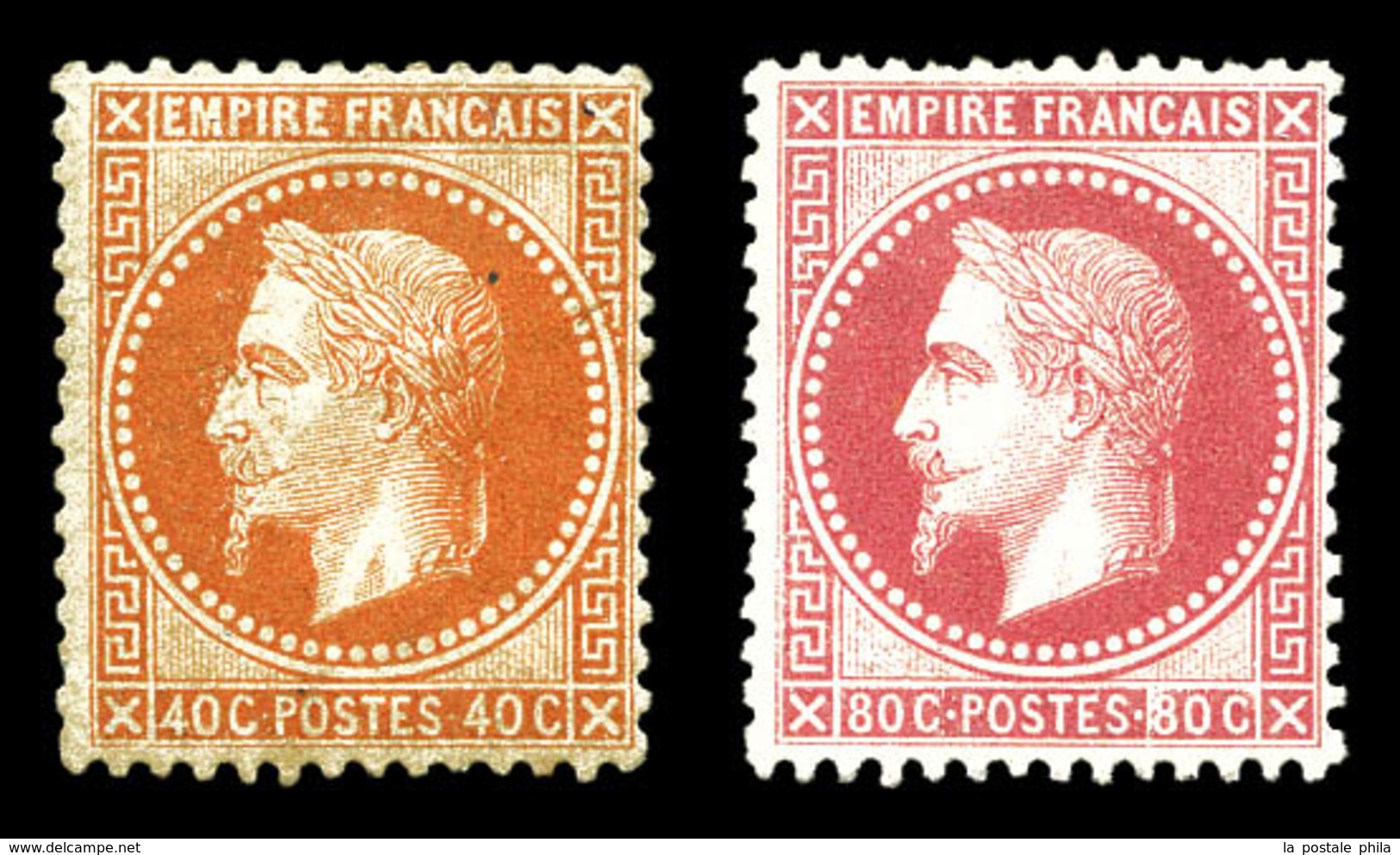 (*) N°31/32, Empire Lauré: 40c Orange Et 80c Rose, Les 2 Valeurs TB (signés Scheller)  Qualité: (*)  Cote: 775 Euros - 1863-1870 Napoleon III Gelauwerd