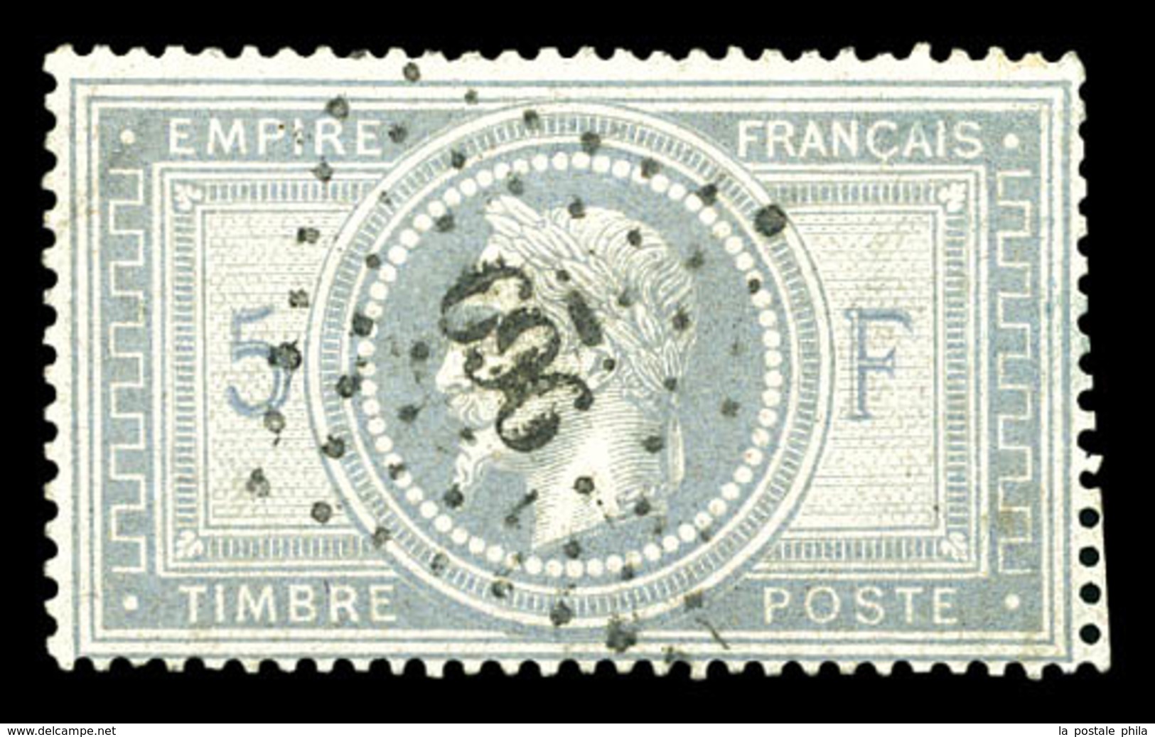 O N°33, 5F Violet-gris, Oblitération PC Du GC '960' Centrale. Pièce Choisie. SUP (signé Brun/certificats)  Qualité: O - 1863-1870 Napoléon III Lauré