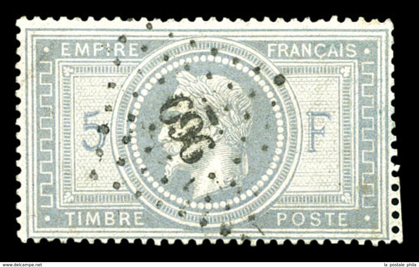 O N°33, 5F Violet-gris, Oblitération PC Du GC '960' Centrale. Pièce Choisie. SUP (signé Brun/certificats)  Qualité: O - 1863-1870 Napoleon III Gelauwerd