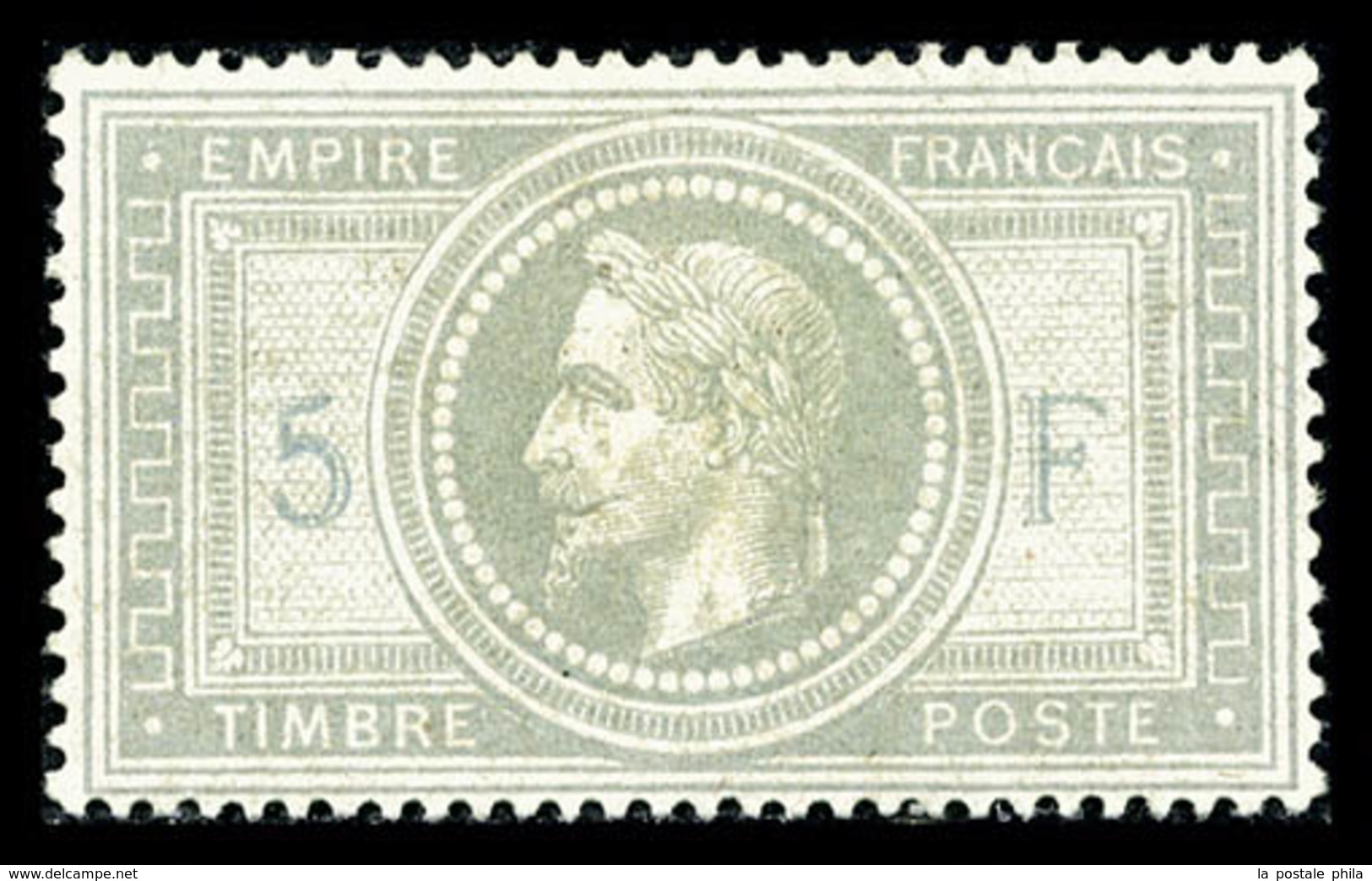 * N°33b, 5F Violet-gris Avec 5 Et F En Bleu, Bon Centrage, TB (signé Brun/certificat)  Qualité: *  Cote: 9750 Euros - 1863-1870 Napoleon III Gelauwerd