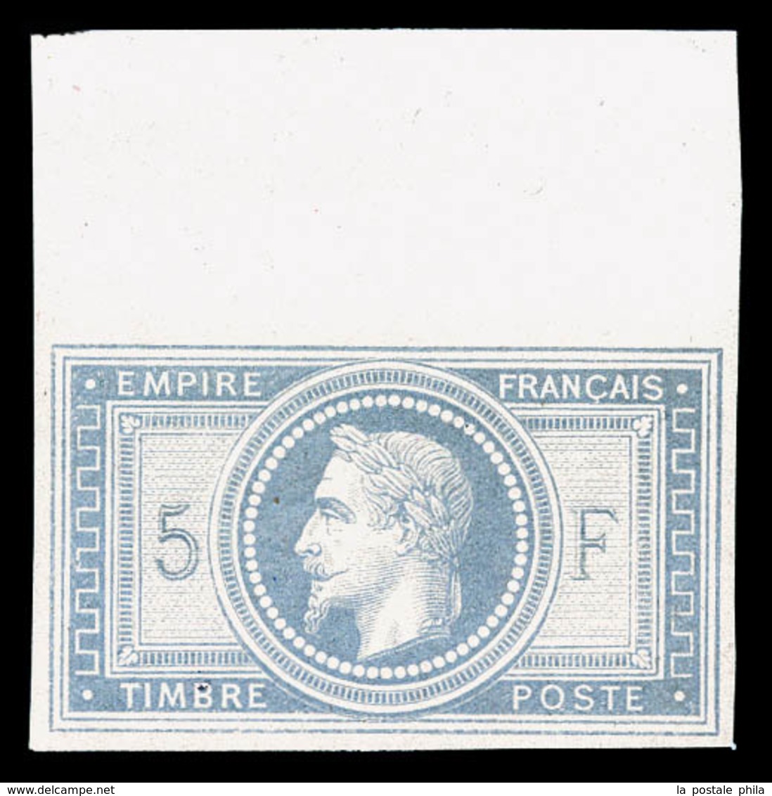 ** N°33c, 5F Violet-gris Non Dentelé, Haut De Feuille. Fraîcheur Postale. SUPERBE. R.R. (certificat)  Qualité: ** - 1863-1870 Napoleone III Con Gli Allori