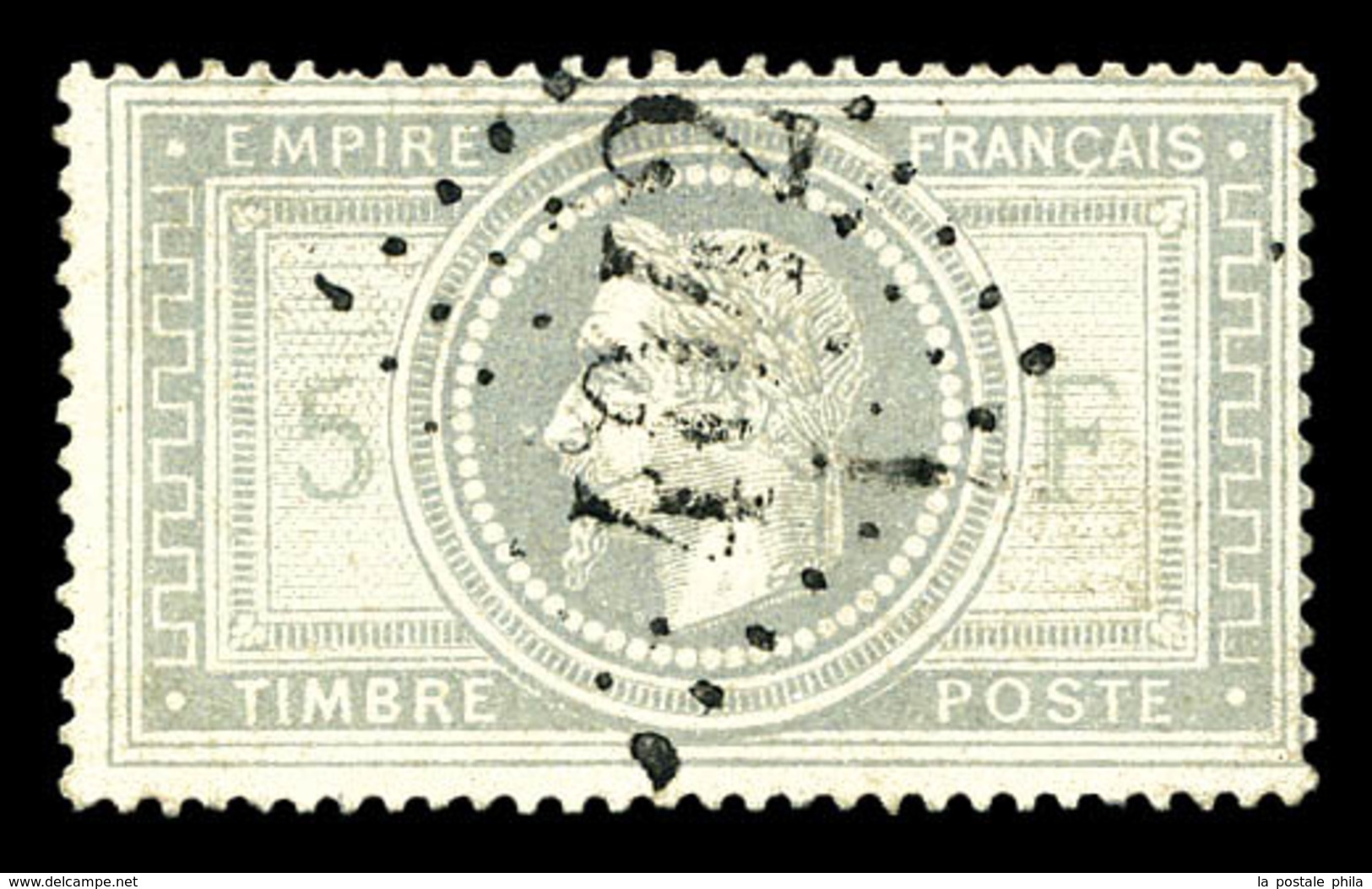 O N°33f, 5f Violet-gris, BURELAGE DOUBLE. SUPERBE. R.R. (signé Calves/certificats)  Qualité: O  Cote: 2750 Euros - 1863-1870 Napoléon III Lauré