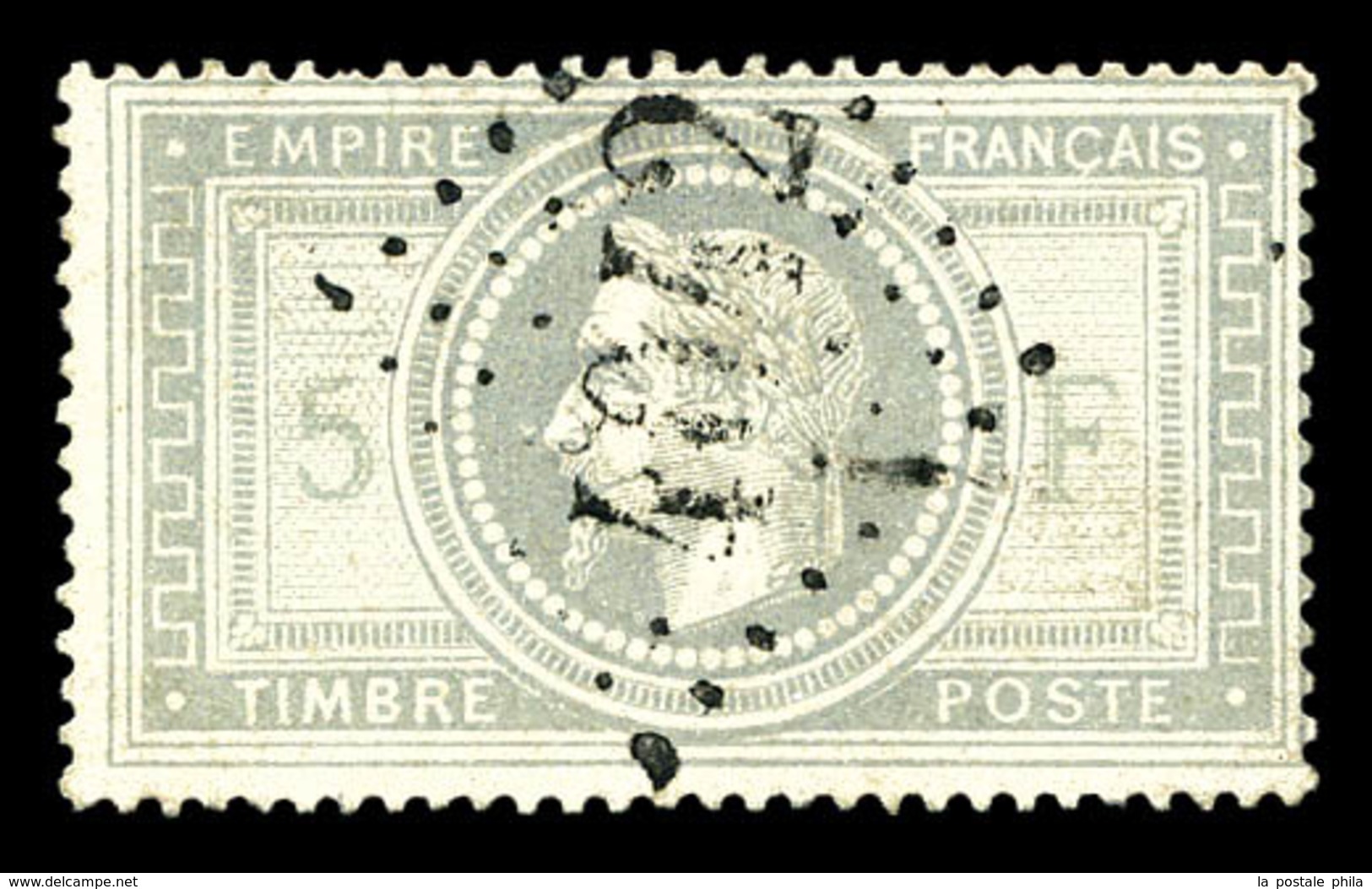 O N°33f, 5f Violet-gris, BURELAGE DOUBLE. SUPERBE. R.R. (signé Calves/certificats)  Qualité: O  Cote: 2750 Euros - 1863-1870 Napoléon III. Laure