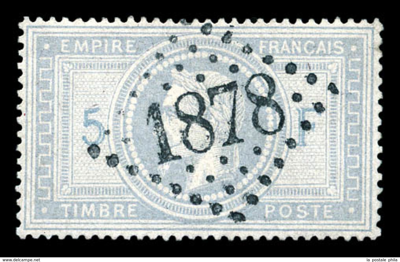 O N°33A, 5F Violet-gris Avec 5 Et F En Bleu, Oblitération GC Centrale. Pièce Choisie. SUP (signé Calves/certificat)  Qua - 1863-1870 Napoléon III. Laure