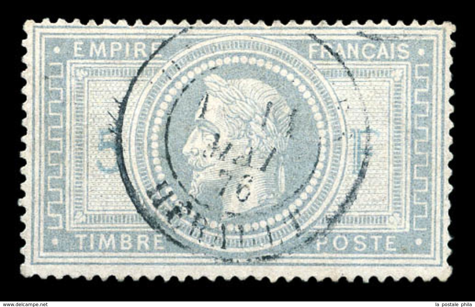 O N°33A, 5F Violet-gris Avec 5 Et F En Bleu, Oblitération Càd Centrale, Très Bon Centrage. Pièce Choisie. SUP (signé Cal - 1863-1870 Napoleone III Con Gli Allori