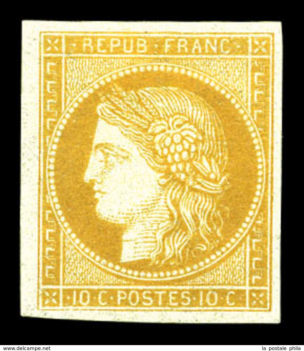 * N°36c, Granet: 10c Bistre-jaune Non Dentelé. TTB (signé/certificat)  Qualité: *  Cote: 450 Euros - 1870 Belagerung Von Paris