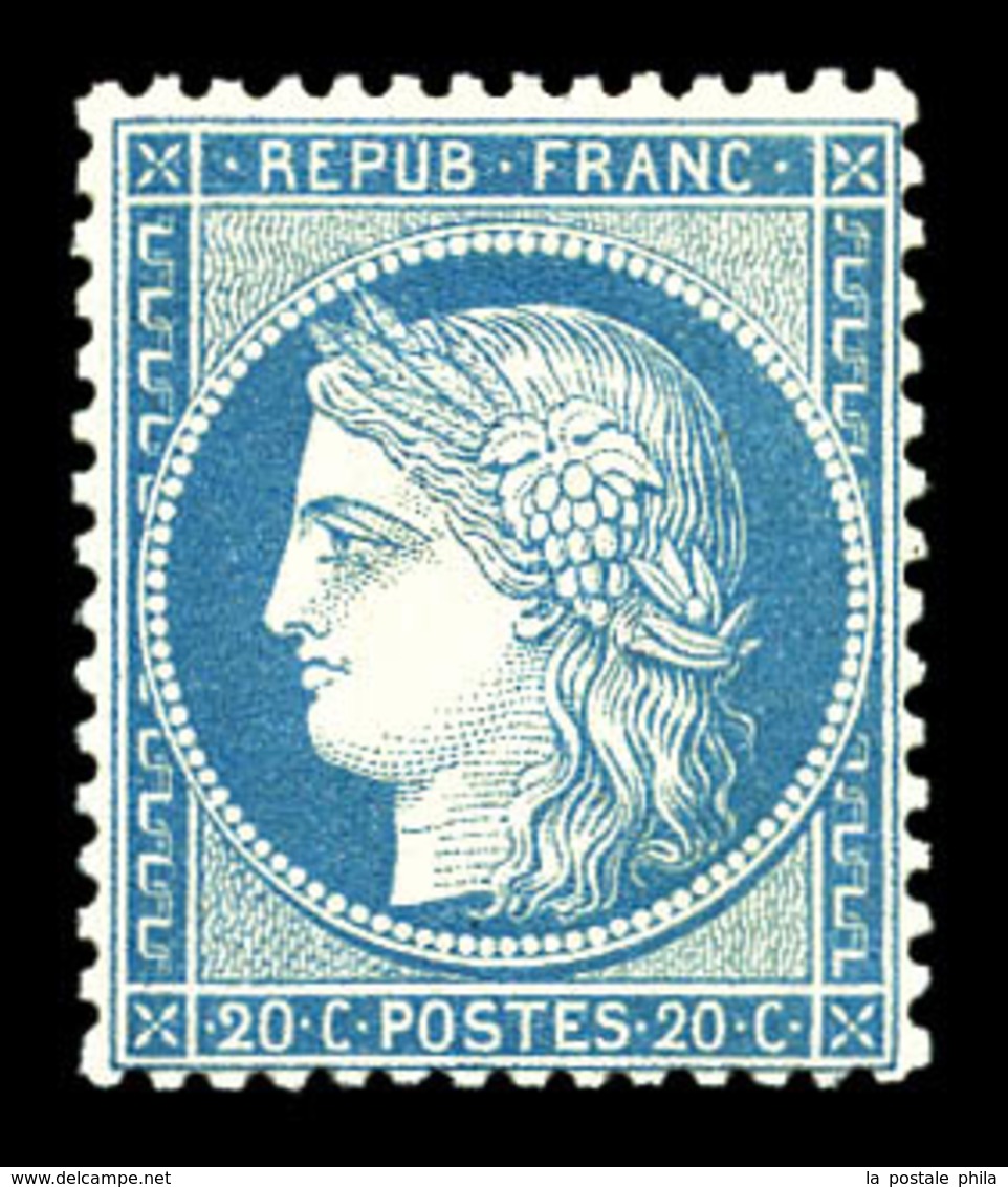 ** N°37, 20c Bleu, Fraîcheur Postale, Très Bon Centrage. SUP (signé Calves/certificats)  Qualité: ** - 1870 Siège De Paris