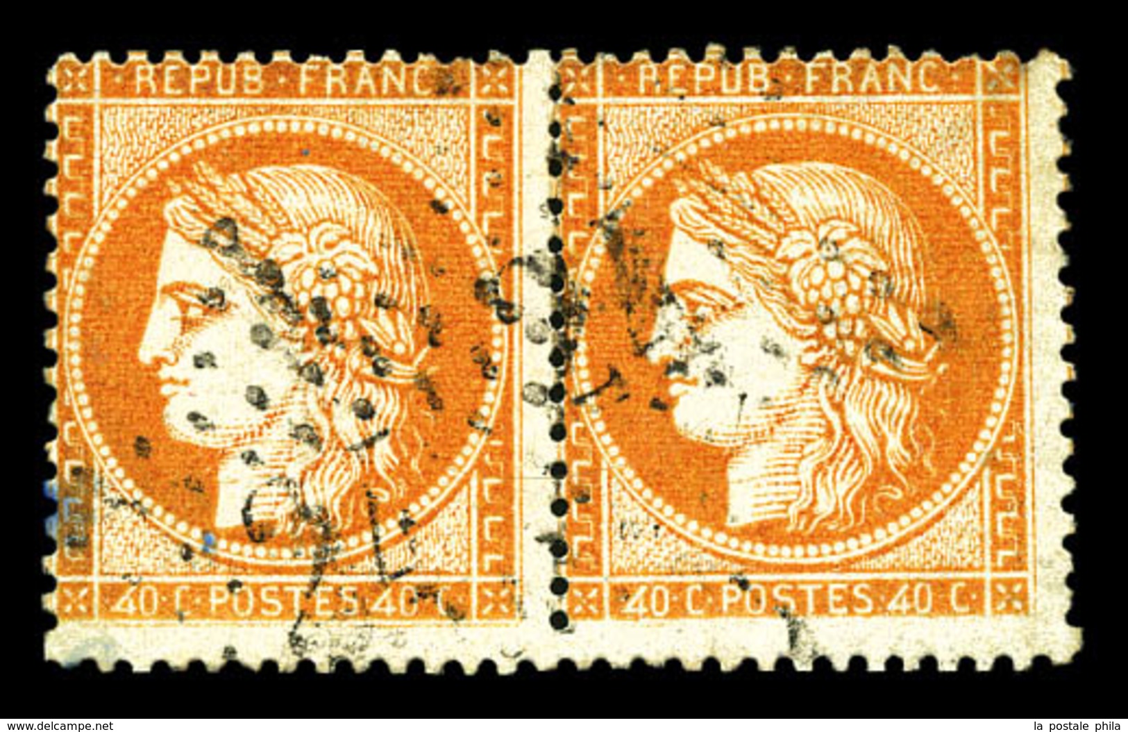 O N°38f, 40c Orange En Paire De 4 Retouchés, Très Jolie Pièce. R.R. (signé/certificat)  Qualité: O  Cote: 4000 Euros - 1870 Siege Of Paris