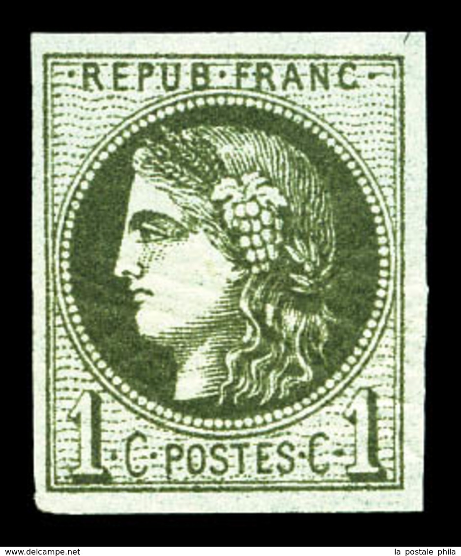 ** N°39Ab, 1c Olive Foncé Rep 1. SUP (certificat)  Qualité: ** - 1870 Emission De Bordeaux