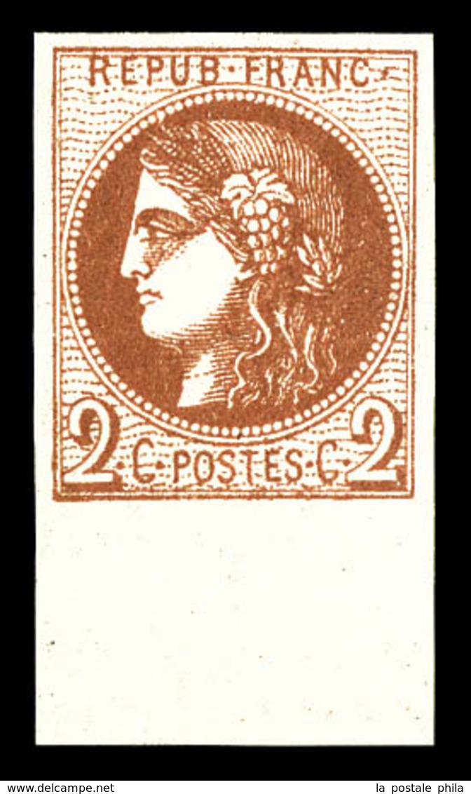 ** N°40B, 2c Brun-rouge Rep 2, Bas De Feuille, Fraîcheur Postale. SUP (certificat)  Qualité: ** - 1870 Bordeaux Printing