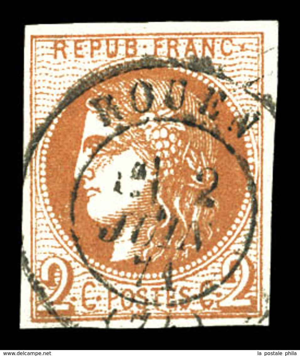O N°40B, 2c Brun-rouge Rep 2, Obl Càd Centrale. TB (signé Calves)  Qualité: O  Cote: 330 Euros - 1870 Emission De Bordeaux