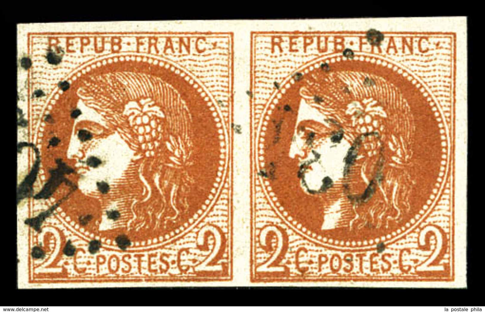 O N°40Bd, 2c Brun-rouge-foncé En Paire. TTB (certificat)  Qualité: O  Cote: 760 Euros - 1870 Ausgabe Bordeaux