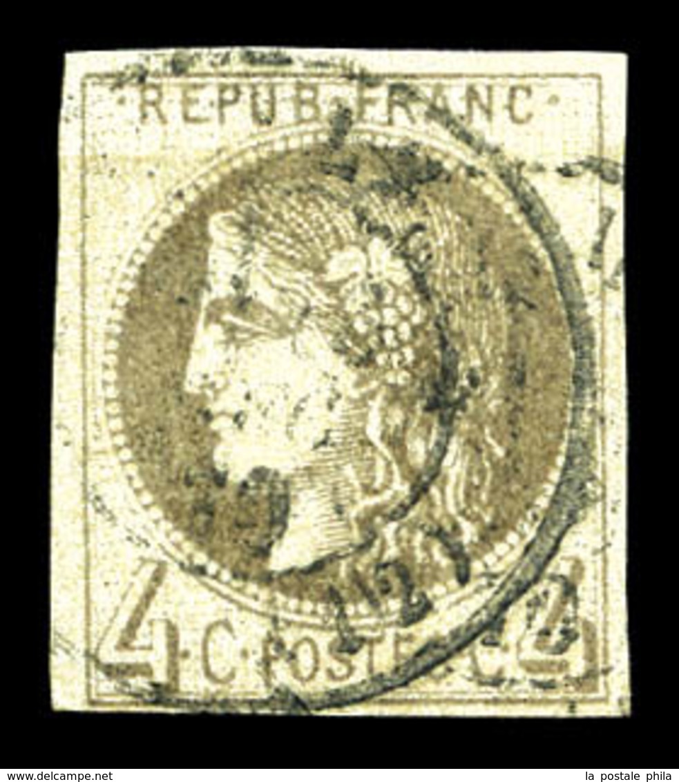 O N°41A, 4c Gris Report 1, TB. R. (signé Calves/certificat)  Qualité: O  Cote: 3200 Euros - 1870 Bordeaux Printing