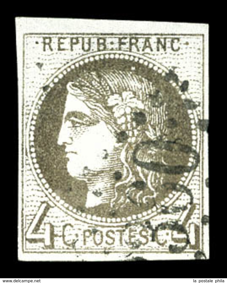 O N°41Bc, 4c Gris-noir, Nuance Rare, Très Jolie Pièce (signé Brun/certificat)   Qualité: O  Cote: 2750 Euros - 1870 Ausgabe Bordeaux