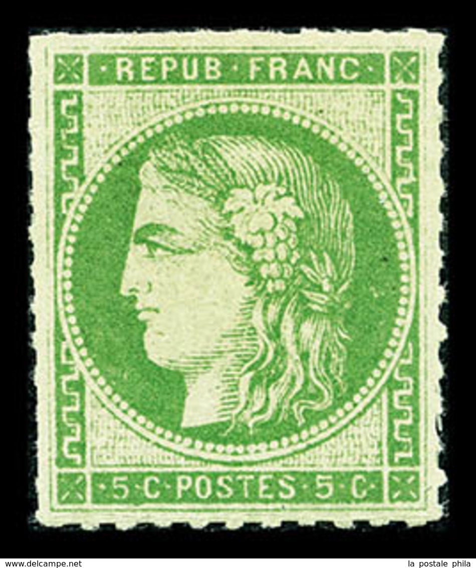 * N°42A, 5c Vert-jaune Report 1, Position 10 Du Report, Percé En Ligne, Quasi **, Fraîcheur Postale, R.R.R (certificats) - 1870 Ausgabe Bordeaux