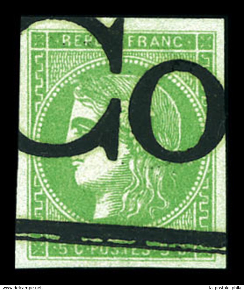 O N°42B, 5c Vert-jaune Rep 2, Obl Typographique Des Affiches. TTB (signé Brun/certificat)  Qualité: O - 1870 Ausgabe Bordeaux