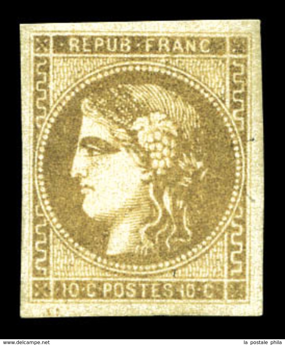 * N°43Ab, 10c Bistre Verdâtre Nuance Foncée, Très Jolie Couleur, Rare (signé Calves/Brun/certificat)  Qualité: *  Cote:  - 1870 Ausgabe Bordeaux