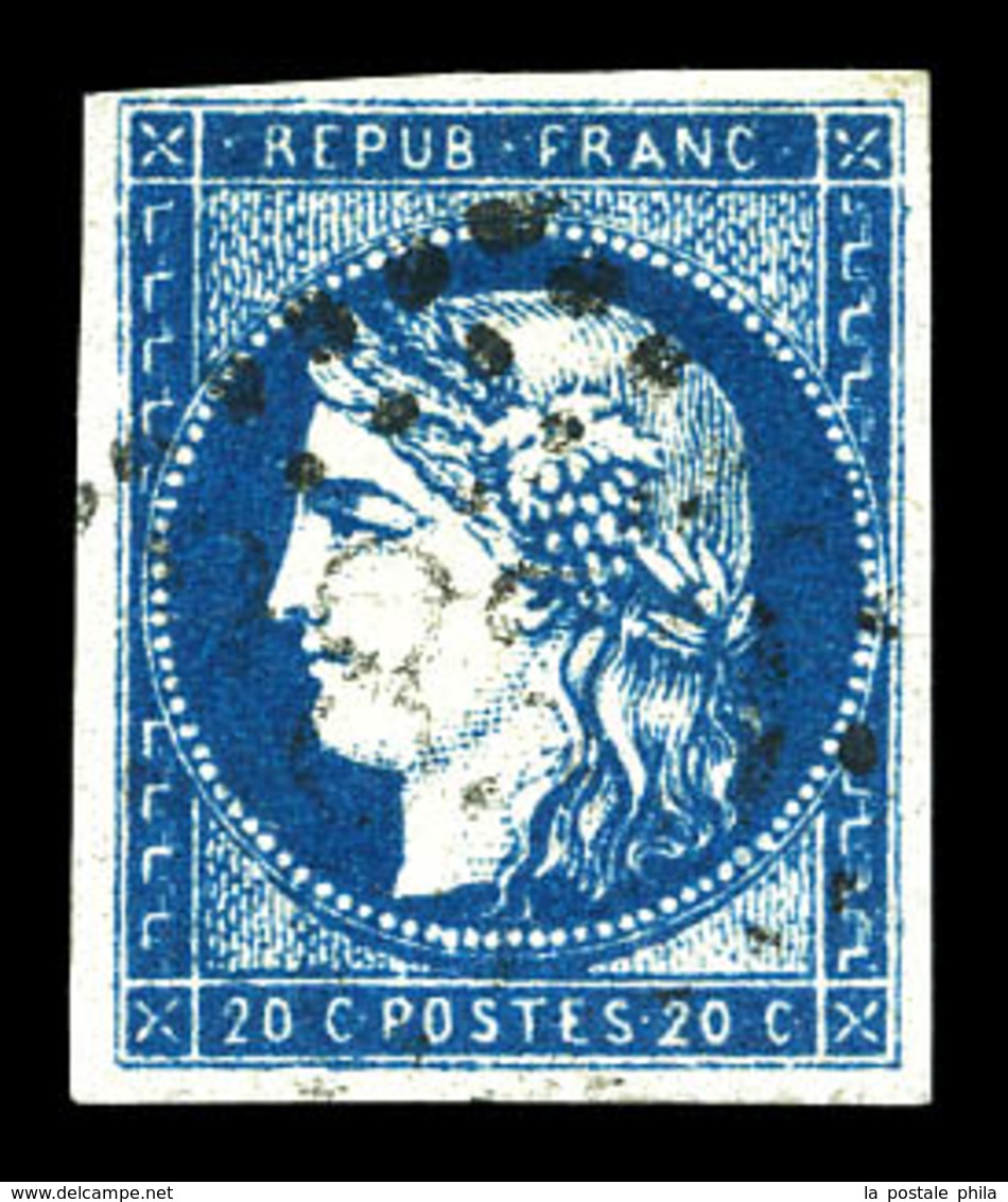 O N°44Aa, 20c Bleu Foncé Type I Report 1, Superbe Nuance Intense. R.R. (signé/Certificat)  Qualité: O  Cote: 1100 Euros - 1870 Ausgabe Bordeaux