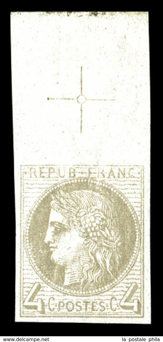 ** N°52b, 4c Gris Non Dentelé, Haut De Feuille Avec Croix De Repère, Fraîcheur Postale. SUP (signé Calves/certificat)  Q - 1871-1875 Ceres