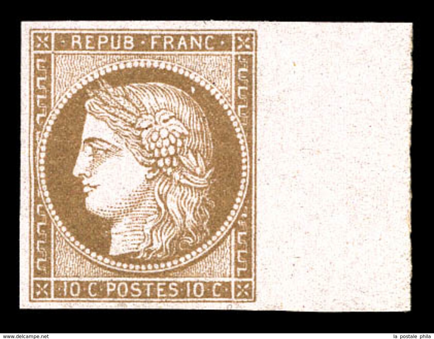 * N°58b, 10c Brun Sur Rose Non Dentelé, Bord De Feuille Latéral Droit. SUP (certificat)  Qualité: *  Cote: 600 Euros - 1871-1875 Ceres