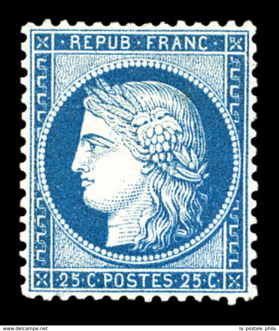 ** N°60C, 25c Bleu Type III, Fraîcheur Postale. Très Bon Centrage. SUP (certificat)  Qualité: ** - 1871-1875 Ceres