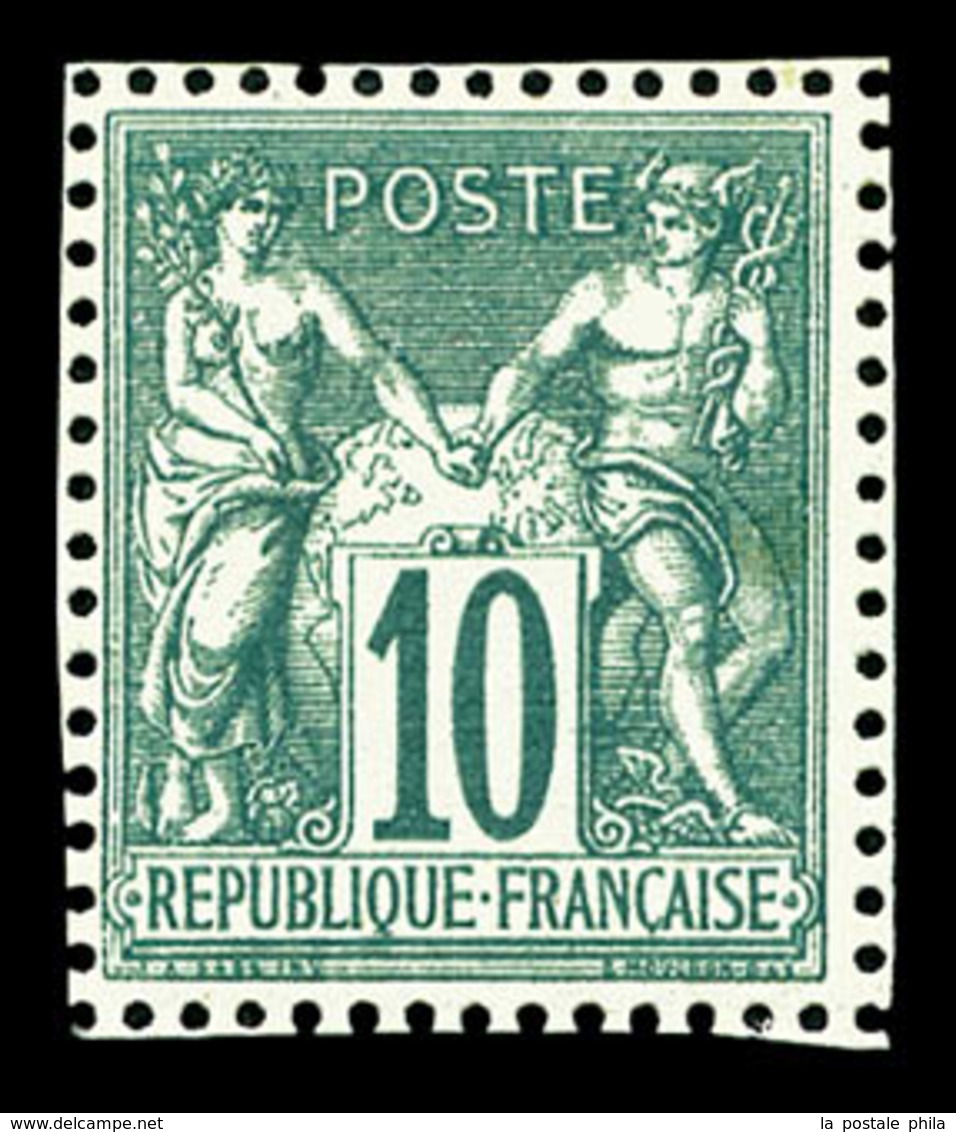 * N°65, 10c Vert Type I Encadré De 8 Voisins, Quasi**, Fraîcheur Postale, SUP (certificat)  Qualité: * - 1876-1878 Sage (Typ I)